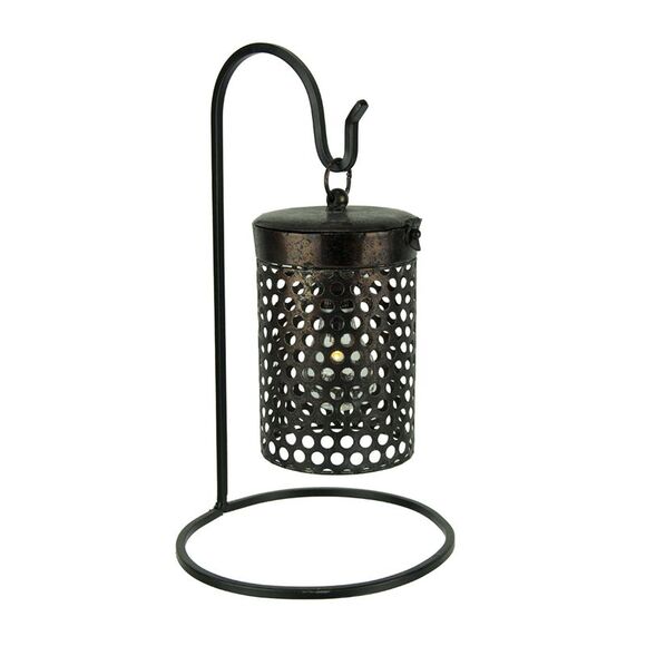 Black Metal Cage Hanging LED Accent Light with Stand - Picture 1 of 3